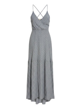 By Together Light Blue + White Polka Dot Surplice Open Back Maxi Dress Small